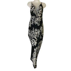 Fashion Nova Large‎ Sexy Black & White Floral Print High-Low Dress Stretch Pinup